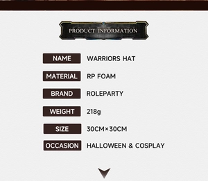 Gedetailleerde specificaties voor de Viking-krijgershoed van RP FOAM voor cosplay-feesten