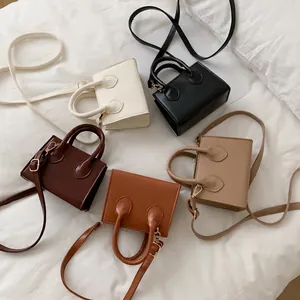 Women's PU leather crossbody tote bags set in white, black, brown, and beige colors