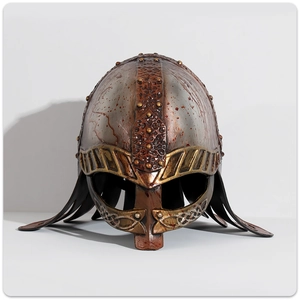 Vintage middeleeuwse Vikinghelm voor cosplay met realistische bloedspatten