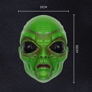 Divertente maschera da alieno verde in lattice per cosplay di Halloween 21x32cm