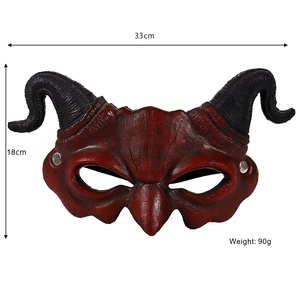 Realistic devil sheep horn half-face mask for Halloween party cosplay, 33cm x 18cm size