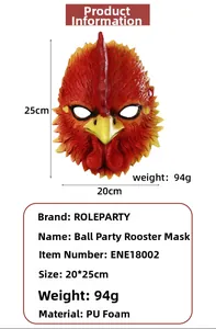 Detailed view of realistic rooster mask dimensions 20x25cm made of premium PU foam material