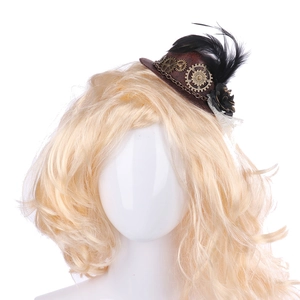 Vintage Steampunk Mini Top Hat Hair Clip With Alloy Gears Feathers Lace For Music Festival Carnival Gothic Party Women Jewelry