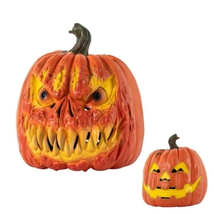 Halloween pumpkin lantern set with spooky grin and classic smile on white background