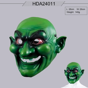Máscara de monstruo duende verde con orejas puntiagudas para cosplay de Halloween