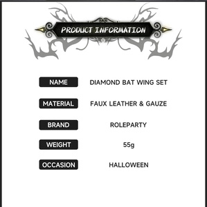 Halloween Fledermausflügel-Set Produktdatenblatt mit Material und Gewichtsangaben