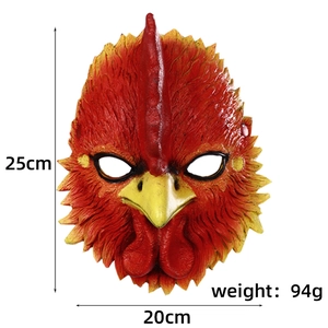 Realistic red rooster mask for cosplay parties, featuring 25x20cm dimensions and 94g weight