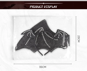 Halloween Fledermaus Flügel Haarreif Set mit Strass und Glitzer Details Größe 35cm mal 23cm