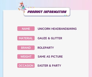 Unicorn headband and wing set made of pink gauze and glitter for Easter parties