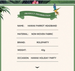 Detailansicht der Hawaii Papagei Stirnband Spezifikationen für tropische Sommerpartys