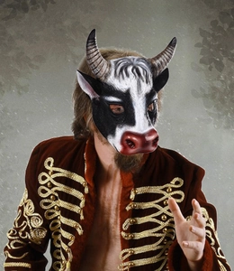 Realistic 3D PU foam cow mask detail with horns and cow pattern for Easter party