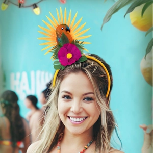 LED Papagei Stirnband Hawaiisch Tropische Blume Haarreif Party Zubehör Luau Karneval Kopfschmuck Für Damen Mädchen