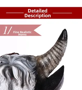 Macro detail of realistic 3D cow horn texture and faux fur on animal party mask