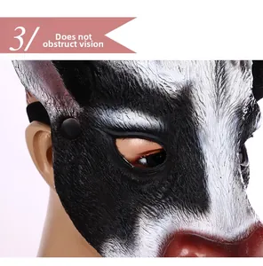 Detailed macro of 3D cow mask eye openings and realistic fur texture for clear sight