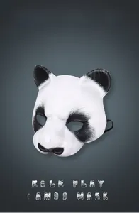 Close-up of 3D panda mask with EVA texture, elastic band and realistic fur details