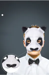 Detail of 3D realistic panda EVA mask with soft animal texture and comfortable eye holes