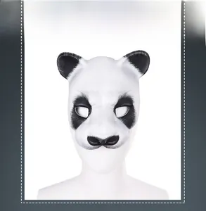 Detailed view of 3D realistic panda mask made of EVA with lifelike fur texture and eye cutouts