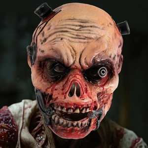 Realistic zombie horror mask with cybernetic eye for Halloween party and cosplay