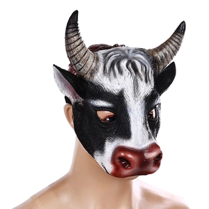Realistic 3D PU foam cow mask for Easter party and performance props, side view display