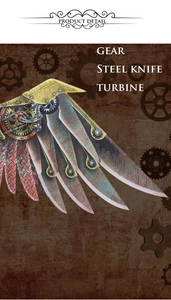 Detailed view of steampunk mechanical wings with metallic steel blades and gears