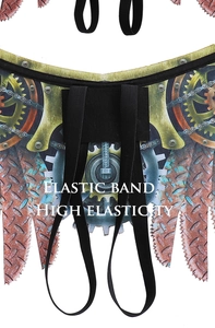 Detail of high elasticity black elastic bands on punk steampunk wings accessory