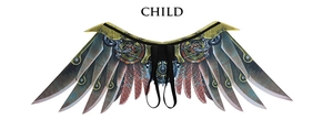 Steampunk wings for children featuring industrial gears and metallic blade wings detail
