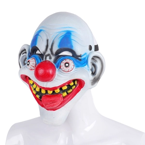 Masque De Clown Effrayant Halloween Horreur Mousse PU Latex Cosplay Fête Accessoire Avec Maquillage Bleu Et Nez Rouge
