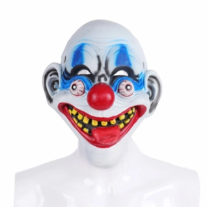 Masque de clown d'Halloween en mousse PU avec nez rouge et longue langue pour soirées