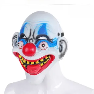 Détails du masque de clown effrayant en mousse PU avec nez rouge et yeux bleus