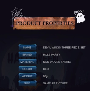 Dettagli del set ali da diavolo rosso con specifiche del prodotto per Halloween