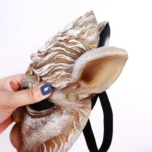 Brown werewolf mask with faux fur texture and elastic strap for masquerade party