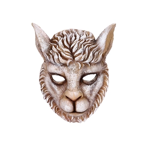 Realistic alpaca animal half-face mask for cosplay parties with detailed hair textures