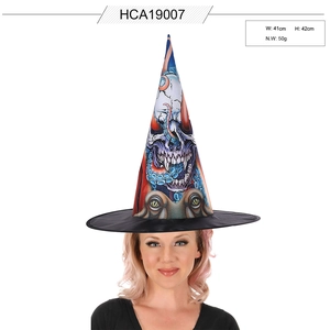 Detailed dimensions of Halloween witch hat with skull and octopus tentacle patterns