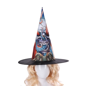 Halloween witch hat with skull and octopus tentacle patterns for party cosplay outfits