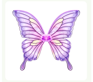 Detailed view of translucent gradient purple and pink butterfly fairy wings for kids costume