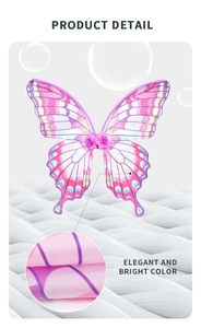 Detail showing elegant pink and purple gradient mesh fabric on kids butterfly wings