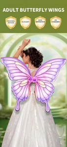 Detail of pink and purple gradient butterfly wings for adult cosplay party costumes