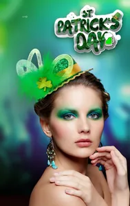 Serre-tête mini chapeau Saint-Patrick avec paillettes vertes et trèfle doré