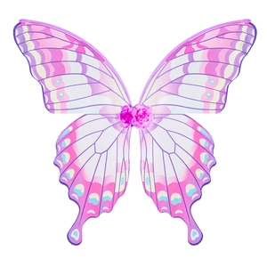 Colorful Easter butterfly wings with purple gradient and floral center for cosplay parties