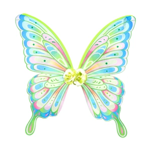 Colorful Easter butterfly wings for kids with green gradients and floral center