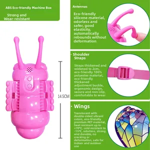 Detail of pink electric butterfly wings with adjustable straps and PET material wings