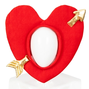 Coiffe cœur rouge en peluche avec flèche de Cupidon dorée pour costumes de la Saint-Valentin