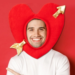 Coiffe cœur rouge en peluche avec flèche dorée pour costume de Saint-Valentin et cosplay