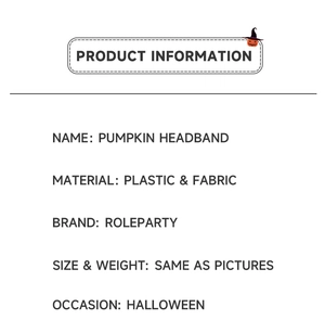 Detailweergave van de materiaalspecificaties en kenmerken van de Halloween pompoen hoofdband