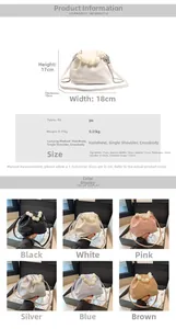 Detailed size chart and color options for the macaron cloud bag with pearl handle