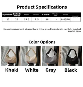 Detailed size chart and multi-color options for corduroy shoulder pillow bag