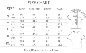 Size guide for milk silk t-shirt featuring measurements from S to 2XL with a measurement chart