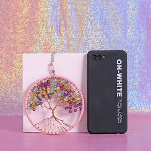 Handmade Tree of Life wall hanging with colorful beads and crystal pendant decor