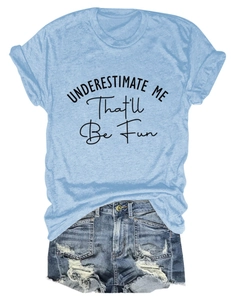 Detail of creative lettering print on light blue casual cotton t-shirt with denim shorts