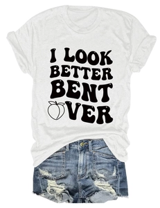 Flat lay of white cotton T-shirt with black letter print and distressed blue denim shorts
